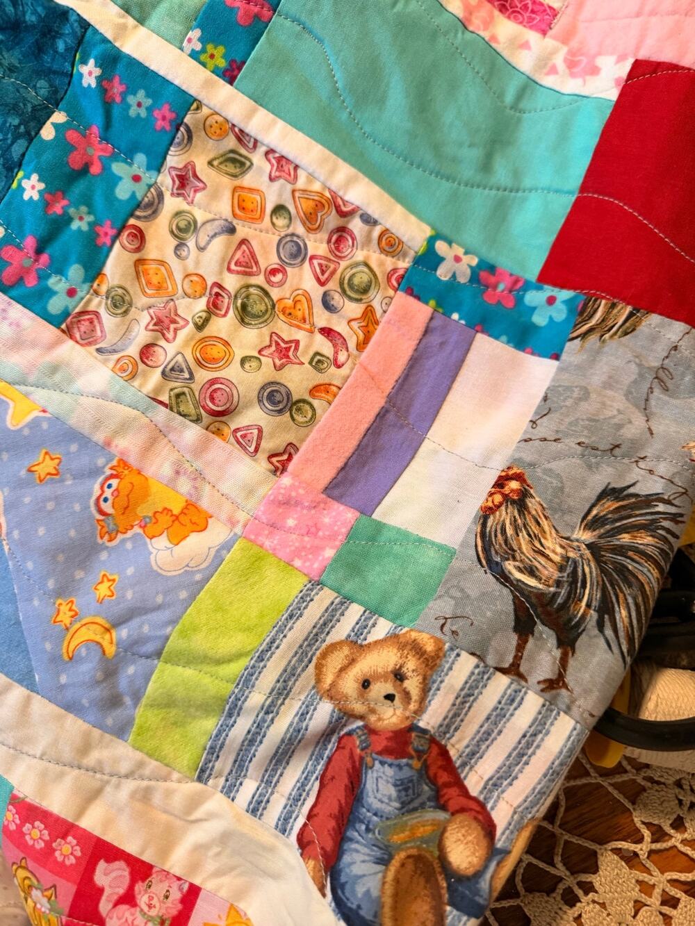 multi colored 2 sided quilt Handmade Patchwork Youth Quilt Colorful Novelty